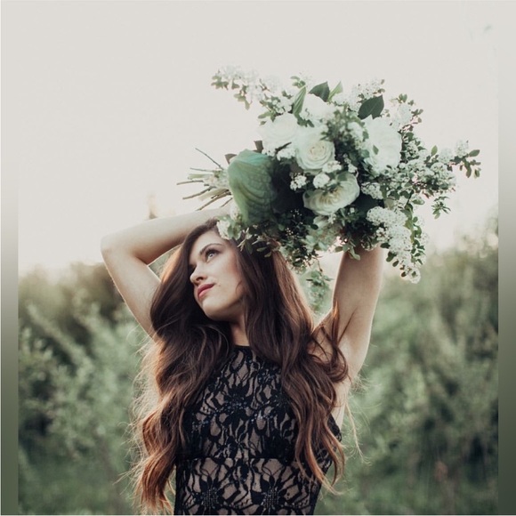 Deb Black Floral Lace Backless Formal or Prom Dress - Picture 3 of 10